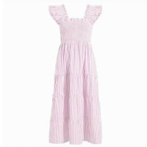 Hill House Home The Ellie Nap Midi Dress Bubblegum Pink Stripe XL Preowned